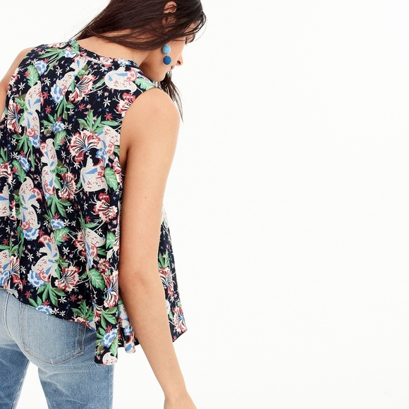 NWT J. Crew Drapey Tie-Front Top in Island Floral - Picture 2 of 3